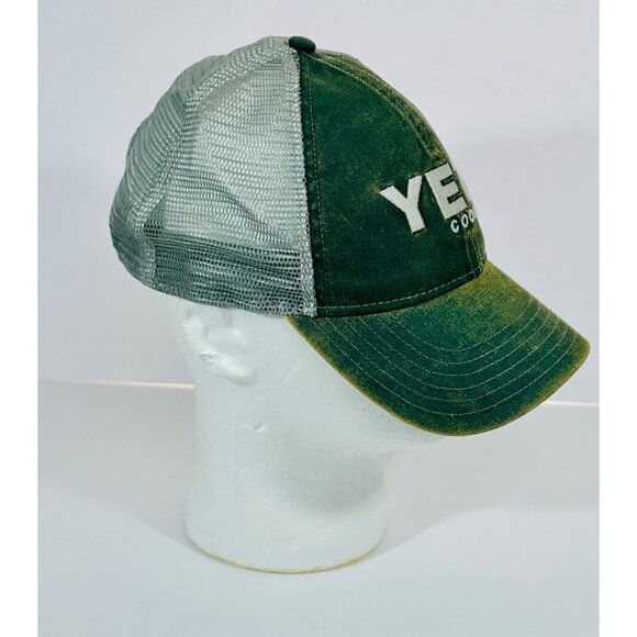 Yeti Coolers Green Mesh Trucker Hat Adjustable Snapback Distressed Unisex Cap - Picture 8 of 11